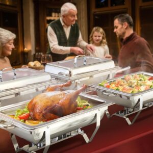 Chafing Dish Buffet Set, 8QT Chafing Dishes for Buffet 4 Pack 7 Pans, High Grade Stainless Steel Chafers and Buffet Warmers Sets for Parties, Wedding, Birthday, Rolled-Edge Design with Silver - Image 6
