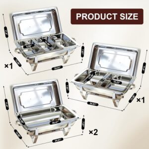 Chafing Dish Buffet Set, 8QT Chafing Dishes for Buffet 4 Pack 7 Pans, High Grade Stainless Steel Chafers and Buffet Warmers Sets for Parties, Wedding, Birthday, Rolled-Edge Design with Silver - Image 7