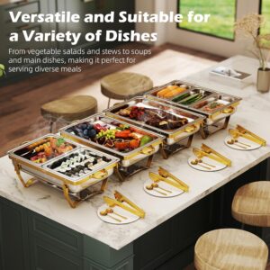 4 Pack Stainless Steel Chafing Dishes for Buffet, 9 QT Capacity 7 Pans Food Warmers for Parties, Weddings, Events Hosting, Family Gatherings, Full Set Catering Server with Serving Utensils Accessories - Image 6