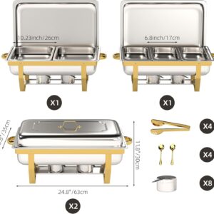 4 Pack Stainless Steel Chafing Dishes for Buffet, 9 QT Capacity 7 Pans Food Warmers for Parties, Weddings, Events Hosting, Family Gatherings, Full Set Catering Server with Serving Utensils Accessories - Image 9