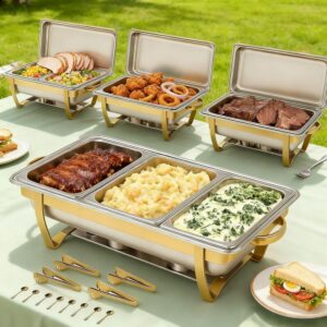 4 Pack Stainless Steel Chafing Dishes for Buffet, 9 QT Capacity 7 Pans Food Warmers for Parties, Weddings, Events Hosting, Family Gatherings, Full Set Catering Server with Serving Utensils Accessories - Image 10