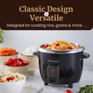 Elite Gourmet Electric Rice Cooker with Steam Tray and Non-Stick Inner Pot Makes Soups, Stews, Grains, Cereals, Keep Warm Feature, 6 Cups Cooked (3 Cups Uncooked), Black - Image 8