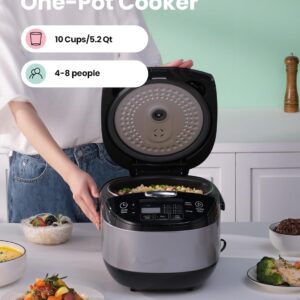 COMFEE' Rice Cooker, Japanese Large Rice Cooker with Fuzzy Logic Technology, 11 Presets, 10 Cup Uncooked/20 Cup Cooked, Auto Keep Warm, 24-Hr Delay Timer - Image 7