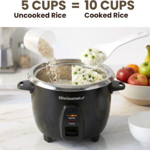 Elite Gourmet ERC2010B Electric Rice Cooker with Stainless Steel Inner Pot Makes Soups, Stews, Porridge's, Grains and Cereals, 10 cups cooked (5 Cups uncooked), Black - Image 6