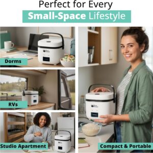 Rice Robot Personal Rice Cooker, PFAS-free, Nonstick. 1 Quart Capacity, with Stainless Steel Steamer Tray, Measuring Cups, Recipe Book with 60 Recipes, and Serving Spoon, As Seen On TV - Image 6