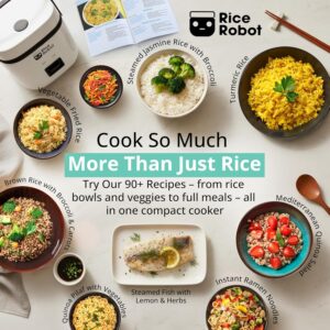 Rice Robot Personal Rice Cooker, PFAS-free, Nonstick. 1 Quart Capacity, with Stainless Steel Steamer Tray, Measuring Cups, Recipe Book with 60 Recipes, and Serving Spoon, As Seen On TV - Image 8