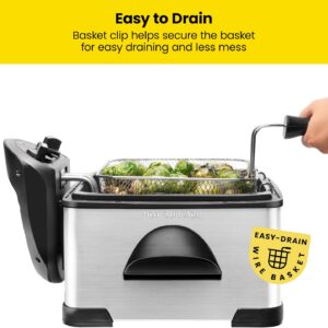 Chefman 4.5 Liter Deep Fryer w/Basket Strainer, XL Jumbo Size, Adjustable Temperature & Timer, Perfect for Fried Chicken, Shrimp, French Fries, Chips & More, Removable Oil-Container, Stainless Steel - Image 3