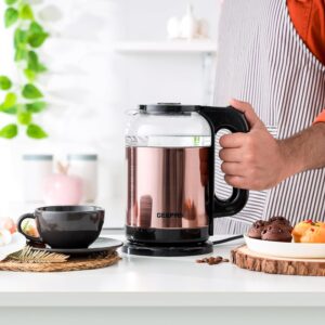 GEEPAS Double Layer Electric Glass Kettle With Boil Dry Protection and Automatic Cutoff 1.7 L 1500 W GK38063 Black , Rose Gold - Image 4