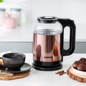 GEEPAS Double Layer Electric Glass Kettle With Boil Dry Protection and Automatic Cutoff 1.7 L 1500 W GK38063 Black , Rose Gold - Image 8