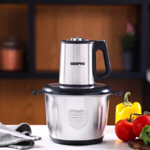GEEPAS Multi-Functional Electric Food Chopper, Stainless Steel Double Blade, 3-Speed Control, Robust Stainless Steel Housing & Gear System, Overheat/Safety Protection, Anti-Slip Base, AC 220-240V, 50/60Hz, 3 L 3 L 500 W GMC42025N Black/Silver - Image 3