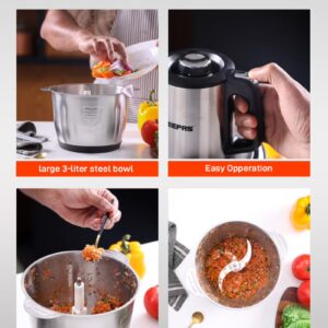 GEEPAS Multi-Functional Electric Food Chopper, Stainless Steel Double Blade, 3-Speed Control, Robust Stainless Steel Housing & Gear System, Overheat/Safety Protection, Anti-Slip Base, AC 220-240V, 50/60Hz, 3 L 3 L 500 W GMC42025N Black/Silver - Image 6