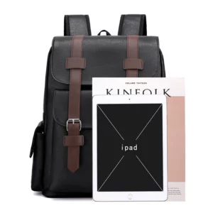 2023 Men Backpack PU Leather Bagpack Large Laptop Backpacks Male Mochilas Black Schoolbag For Teenagers Boys Brown Sac A Dos - Image 4