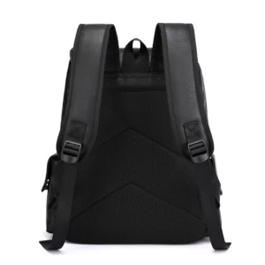 2023 Men Backpack PU Leather Bagpack Large Laptop Backpacks Male Mochilas Black Schoolbag For Teenagers Boys Brown Sac A Dos - Image 5