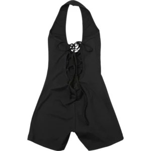 Weird Puss Ribbed Romper Women Sporty Casual Basic Solid Backless Skinny Elastic Halter Shirring Playsuit Summer Trend Overalls - Image 7