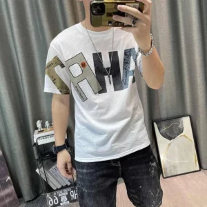 Pure Cotton Men's Short-sleeved T-shirt New Trendy Letter Printed Casual Round Neck Top - Image 4