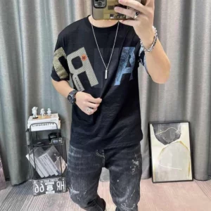 Pure Cotton Men's Short-sleeved T-shirt New Trendy Letter Printed Casual Round Neck Top - Image 6