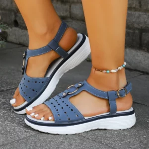 Summer Fashion Women Peep Toe Buckle Strap Plus Size Shoes for Women 36-43 Platform Wedge Non-slip Sandals Beach Footwear - Image 4