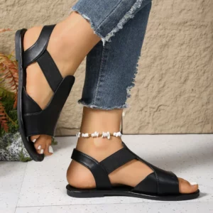Simple Fashion Flat Heel Women Sandals Plus 2025 Summer New Sewing Detail Peep Toe Beach Shoes Casual Ladies Roman Sandals - Image 6