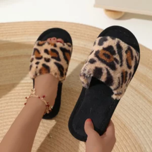 Fashion Women Slippers Cotton Plush Warm Female Light EVA Flat Bottom Non-slip Comfortable Slides Winter Autumn House Shoes - Image 1