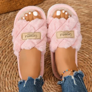 Winter Women's Home Fur Slippers Fashion Fuzzy Open-Toe Slides Indoor EVA Soft-Soled Silent Shoes Lady Flat Warm Flip Flops - Image 8