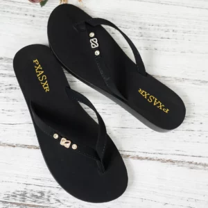 Women's Thong Slippers with Crystal And S Embellishments Comfortable Lightweight for Summer Beach Home Casual Fashionable - Image 1