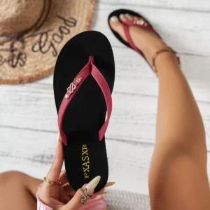 Women's Thong Slippers with Crystal And S Embellishments Comfortable Lightweight for Summer Beach Home Casual Fashionable - Image 2