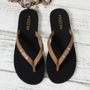 Women's Thong Slippers with Crystal And S Embellishments Comfortable Lightweight for Summer Beach Home Casual Fashionable - Image 4
