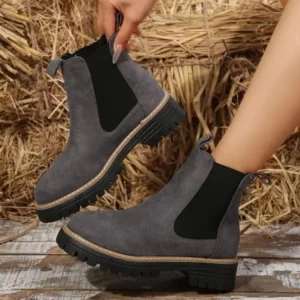 Women Ankle Boots Large Size Square Heel Round Toe Women Short Boots Leisure Daily Concise New Shoes for Women Zapatos De Mujer - Image 2