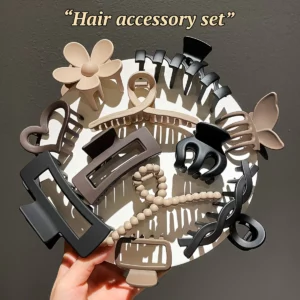 11pcs Women's High-end Frosted Clip Set Women's Back Head Hair Shark Clip Headwear - Image 3