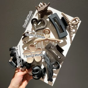11pcs Women's High-end Frosted Clip Set Women's Back Head Hair Shark Clip Headwear - Image 4