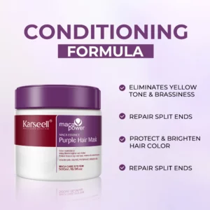 100ml/500ml Karseell Purple Hair Mask Professional Neutralizes Brass Yellow Tones For Blonde Silver Gray Highlighted Hair - Image 4