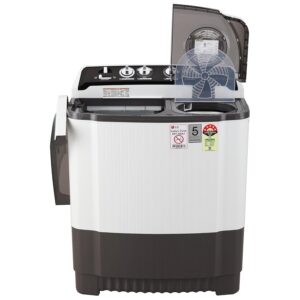 LG 8.0 Kg 5 Star Semi-Automatic Top Loading Washing Machine with Roller Jet Pulsator, Wind Jet Dry, Soak & Rat Away Technology (P8030SGAZ, Collar Scrubber & Rust Free Plastic Base, Dark Gray) - Image 4