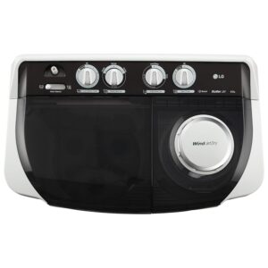 LG 8.0 Kg 5 Star Semi-Automatic Top Loading Washing Machine with Roller Jet Pulsator, Wind Jet Dry, Soak & Rat Away Technology (P8030SGAZ, Collar Scrubber & Rust Free Plastic Base, Dark Gray) - Image 5