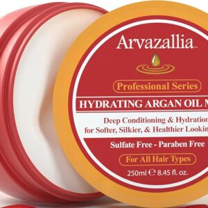 Arvazallia Hydrating Argan Oil Hair Mask and Deep Conditioner for Dry or Damaged Hair (8.45 oz Jar) - Image 6