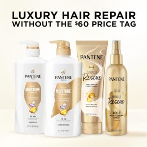 Pantene Shampoo & Conditioner Set, Daily Moisture Renewal - Pro-V Nutrients for Dry, Color-Treated, Straight to Curly Hair, 72-Hour Hydration & Softness, 52.8 Oz Total + Miracle Rescue Shot (0.5 Oz) - Image 4