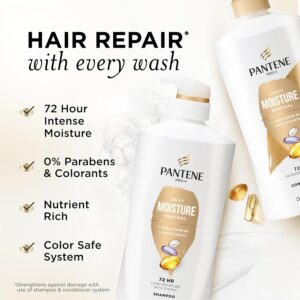 Pantene Shampoo & Conditioner Set, Daily Moisture Renewal - Pro-V Nutrients for Dry, Color-Treated, Straight to Curly Hair, 72-Hour Hydration & Softness, 52.8 Oz Total + Miracle Rescue Shot (0.5 Oz) - Image 9