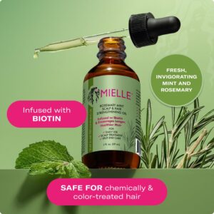Mielle Organics Rosemary & Mint Hair Oil - Strengthening Biotin Oil Infused Frizzy & Damaged Hair Care - Split Ends & Dry Scalp Treatment to Support Longer, Healthier Strands, 2 Ounce - Image 3