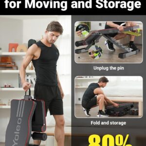 Yoleo Adjustable Weight Bench for Full Body Workout; Foldable Bench Press Bench of Home Gym Strength Training; Incline Decline Flat Utility Workout Bench with Quick Folding& Fast Adjustment (Black) - Image 3