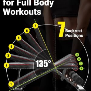 Yoleo Adjustable Weight Bench for Full Body Workout; Foldable Bench Press Bench of Home Gym Strength Training; Incline Decline Flat Utility Workout Bench with Quick Folding& Fast Adjustment (Black) - Image 5
