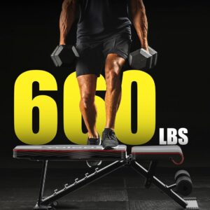 Yoleo Adjustable Weight Bench for Full Body Workout; Foldable Bench Press Bench of Home Gym Strength Training; Incline Decline Flat Utility Workout Bench with Quick Folding& Fast Adjustment (Black) - Image 6