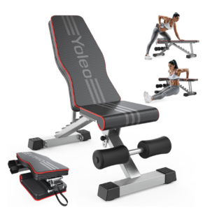 Yoleo Adjustable Weight Bench for Full Body Workout; Foldable Bench Press Bench of Home Gym Strength Training; Incline Decline Flat Utility Workout Bench with Quick Folding& Fast Adjustment (Black) - Image 7