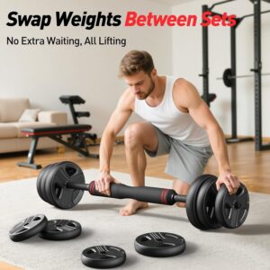 Adjustable dumbbell set,20/35/45/55/70/90lbs Free Weights set with upgraded nut, 5 in 1 Weight Set Used as Kettlebells, Barbell, Push up Stand, Fitness Exercise for Home Gym Suitable Men/Women - Image 6