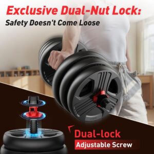 Adjustable dumbbell set,20/35/45/55/70/90lbs Free Weights set with upgraded nut, 5 in 1 Weight Set Used as Kettlebells, Barbell, Push up Stand, Fitness Exercise for Home Gym Suitable Men/Women - Image 8