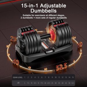 Adjustable Dumbbells Set of 2，Free Weights Dumbbells Set，Adjustable Dumbbell Set，52.5 lbs pair 105 lbs，15 in 1，for Men/Women Gym Equipment for Home Strength Training Equipment - Image 7