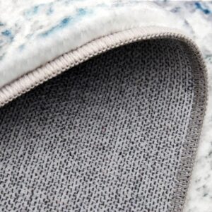 Area Rugs 10x14 Living Room: Large Soft Washable Rug Modern Abstract Anti-Skid Non-Shedding Carpet Indoor Floor Thin Carpets for Bedroom Dining Room Farmhouse Nursery Home Office White Gray Blue - Image 3