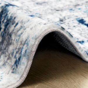 Area Rugs 10x14 Living Room: Large Soft Washable Rug Modern Abstract Anti-Skid Non-Shedding Carpet Indoor Floor Thin Carpets for Bedroom Dining Room Farmhouse Nursery Home Office White Gray Blue - Image 4