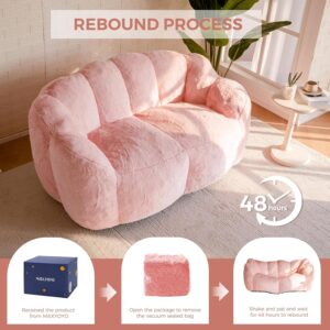 MAXYOYO Bean Bag Chair for Adults, Loveseat Floral Shaped Bean Bag Sofa, Ultra Soft Love Seat Mini Sofa Couch, Faux Fur Reading Chair for Living Room Bedroom, Pink - Image 4