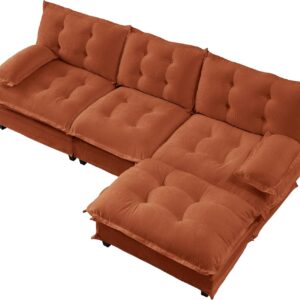 107.8" Cloud Couch for Living Room, 25.2" Extra Deep Seat Chenille Fabric Sectional, Modular Sofa with Removable Armrests, Easy Assembly, Orange 3 Seats with Ottoman | Free combination, Easy to assemble, living room sofa, Apartment, 25.2“ deep seat sofa - Image 2