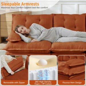 107.8" Cloud Couch for Living Room, 25.2" Extra Deep Seat Chenille Fabric Sectional, Modular Sofa with Removable Armrests, Easy Assembly, Orange 3 Seats with Ottoman | Free combination, Easy to assemble, living room sofa, Apartment, 25.2“ deep seat sofa - Image 4