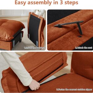107.8" Cloud Couch for Living Room, 25.2" Extra Deep Seat Chenille Fabric Sectional, Modular Sofa with Removable Armrests, Easy Assembly, Orange 3 Seats with Ottoman | Free combination, Easy to assemble, living room sofa, Apartment, 25.2“ deep seat sofa - Image 7